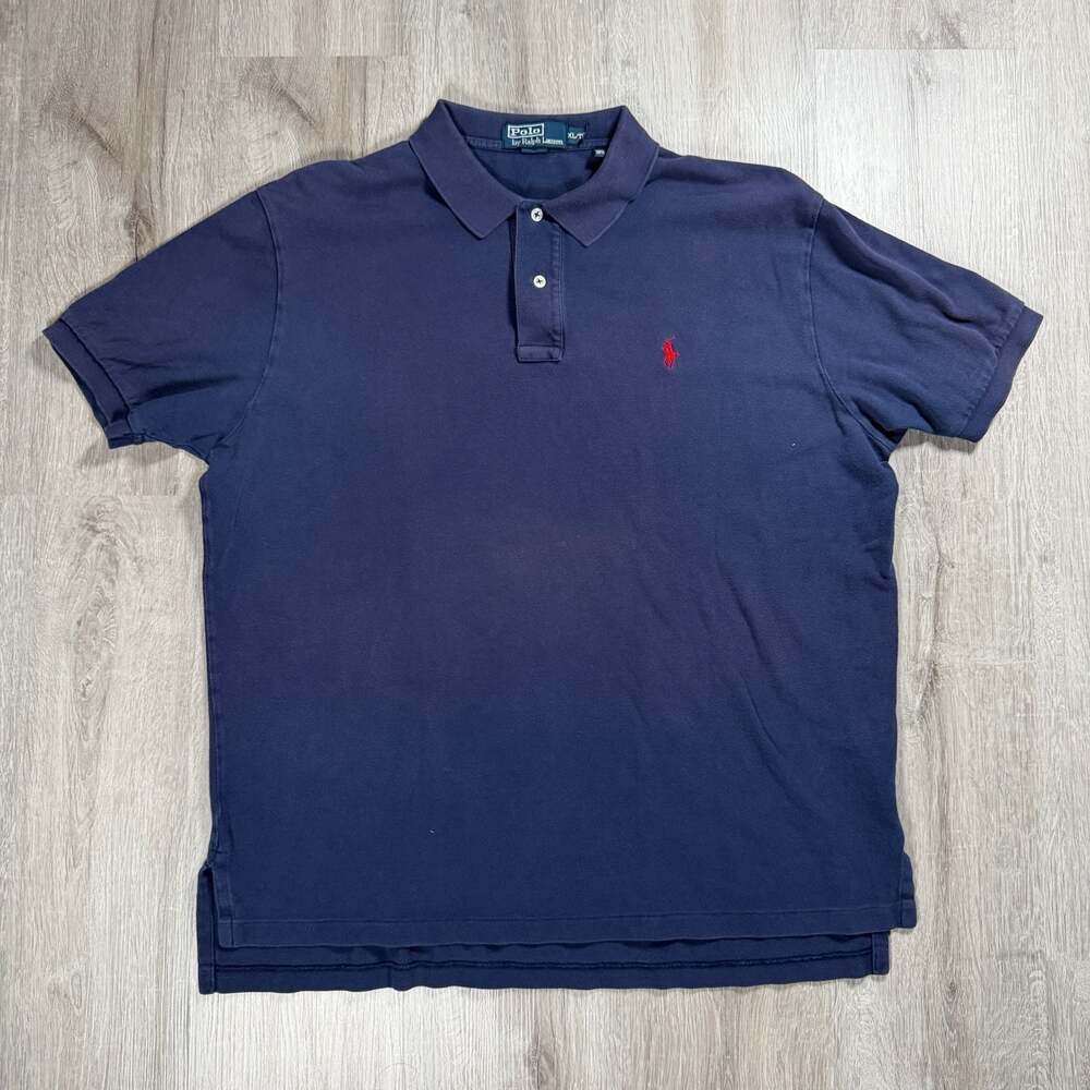 Mens Vintage Polo by Ralph Lauren Men's Mesh Navy Blue Polo Shirt XL